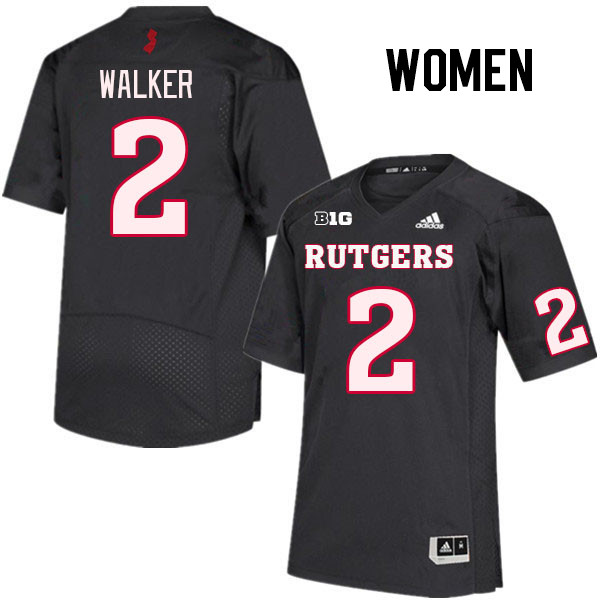 Women #2 Moses Walker Rutgers Scarlet Knights College Football Jerseys Stitched Sale-Black